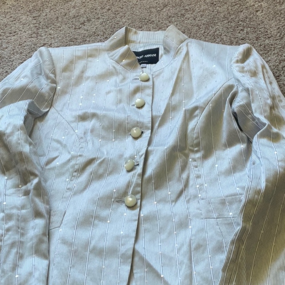 Giorgio Armani Women's Striped Cream Blazer